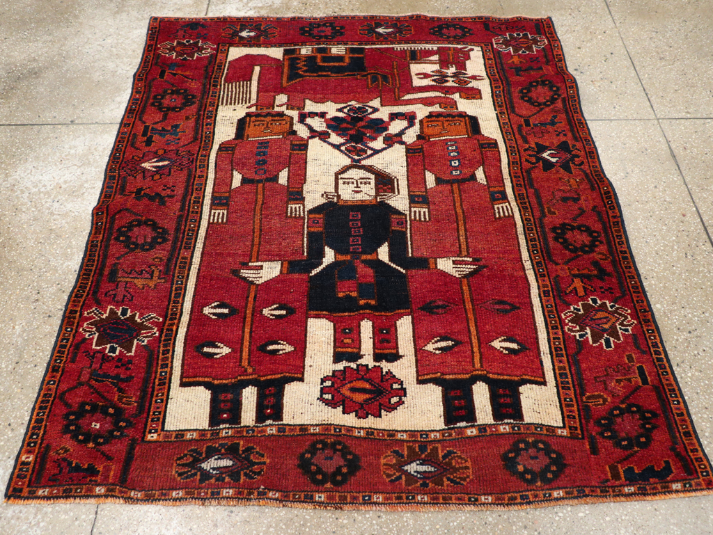Vintage Persian Bakhtiari Pictorial Rug, No.31754 - Gss