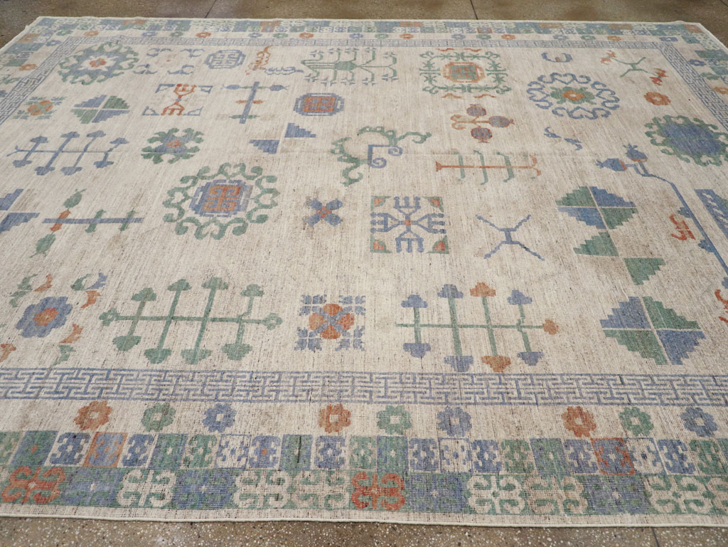 Modern East Turkestan Khotan Room Size Carpet, No.31761 - Gss