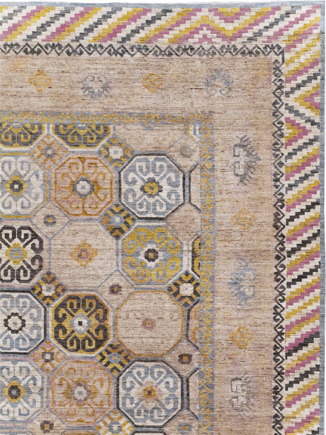 Modern East Turkestan Khotan Room Size Carpet, No.31763 - Gss
