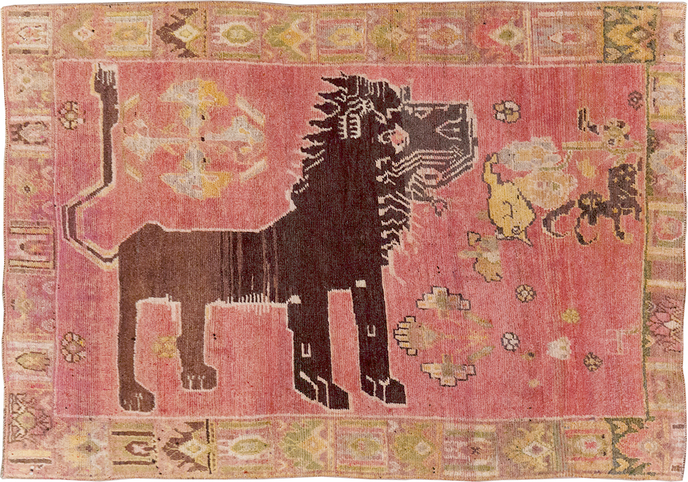 Vintage Persian Pictorial Shiraz Throw Rug, No.31777 - Gss