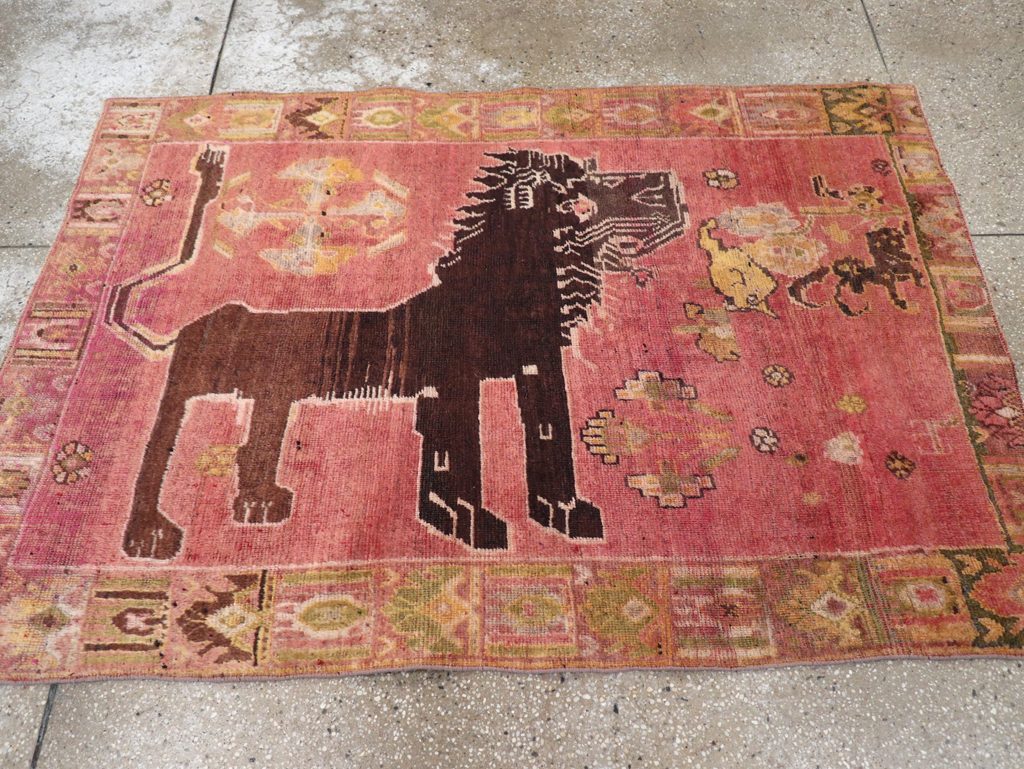 Vintage Persian Pictorial Shiraz Throw Rug, No.31777 - Gss
