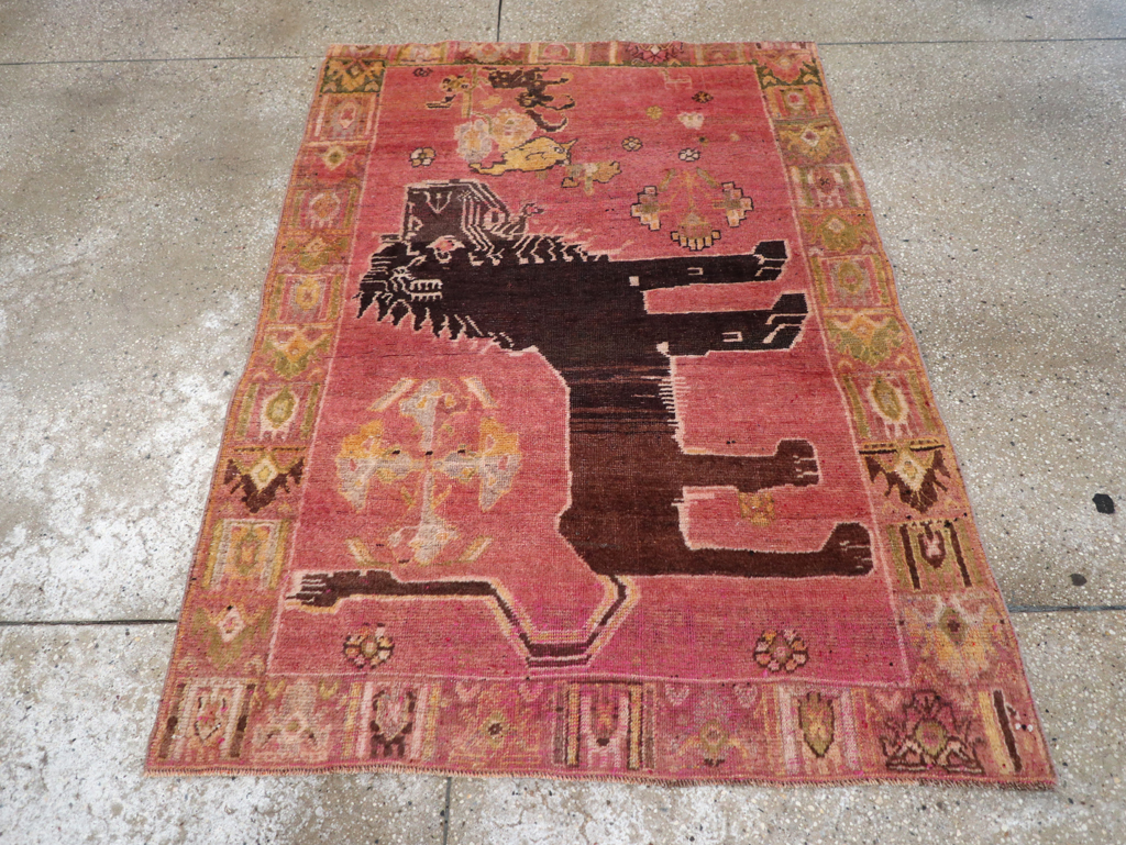 Vintage Persian Pictorial Shiraz Throw Rug, No.31777 - Gss
