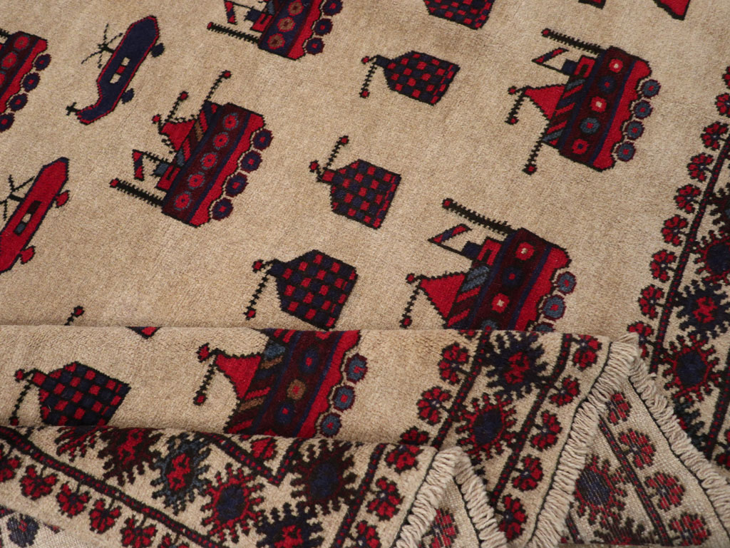 Vintage Afghan Pictorial War Rug, No.31782 - Gss