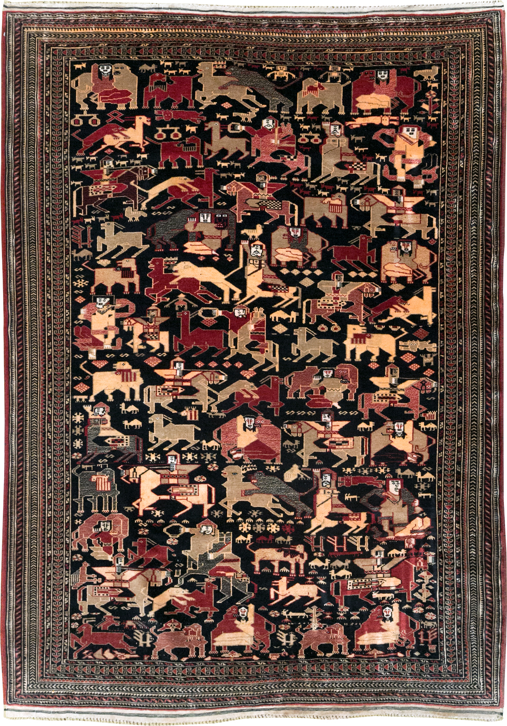 Vintage Pictorial Turkoman Rug, No.31784 - Gss