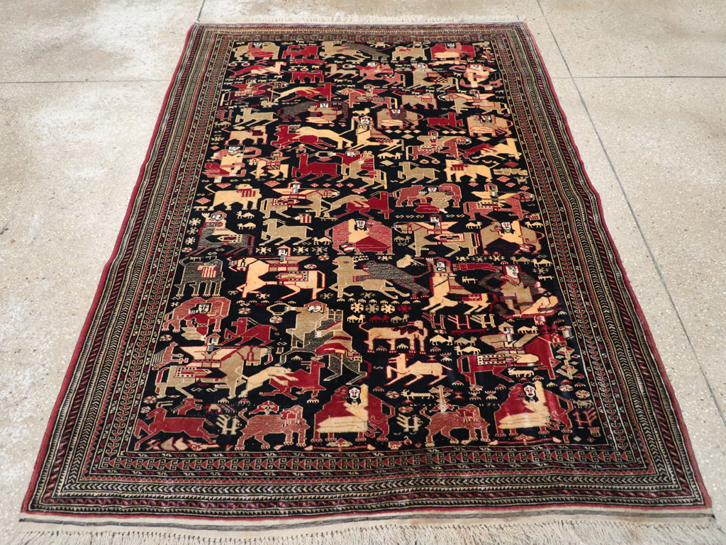 Vintage Pictorial Turkoman Rug, No.31784 - Gss