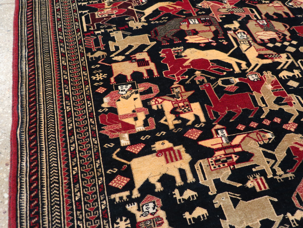 Vintage Pictorial Turkoman Rug, No.31784 - Gss