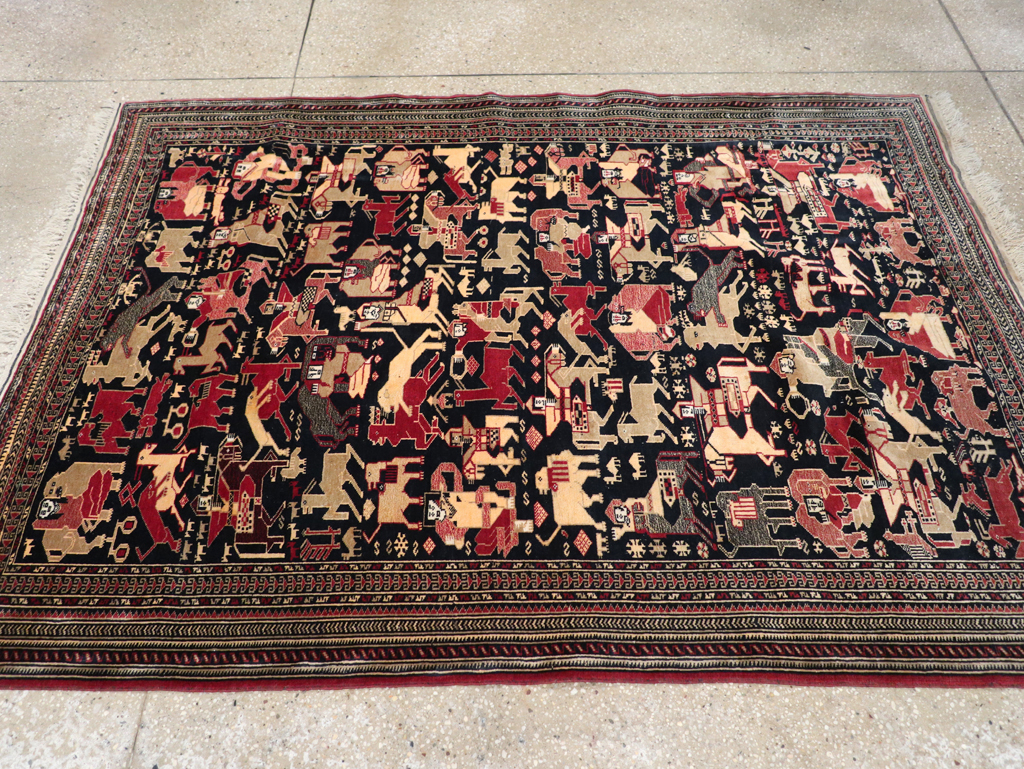 Vintage Pictorial Turkoman Rug, No.31784 - Gss