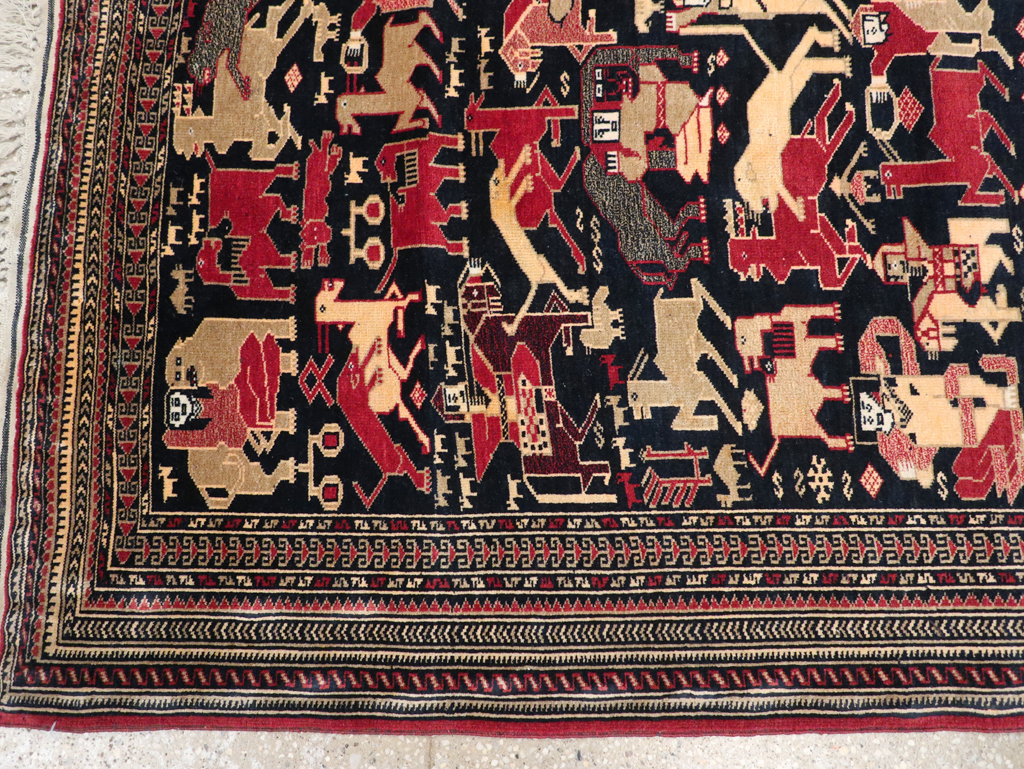 Vintage Pictorial Turkoman Rug, No.31784 - Gss