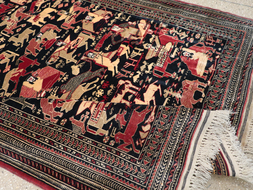 Vintage Pictorial Turkoman Rug, No.31784 - Gss