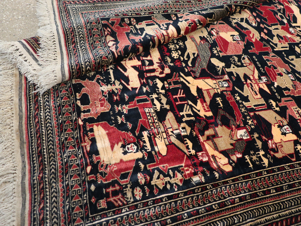 Vintage Pictorial Turkoman Rug, No.31784 - Gss