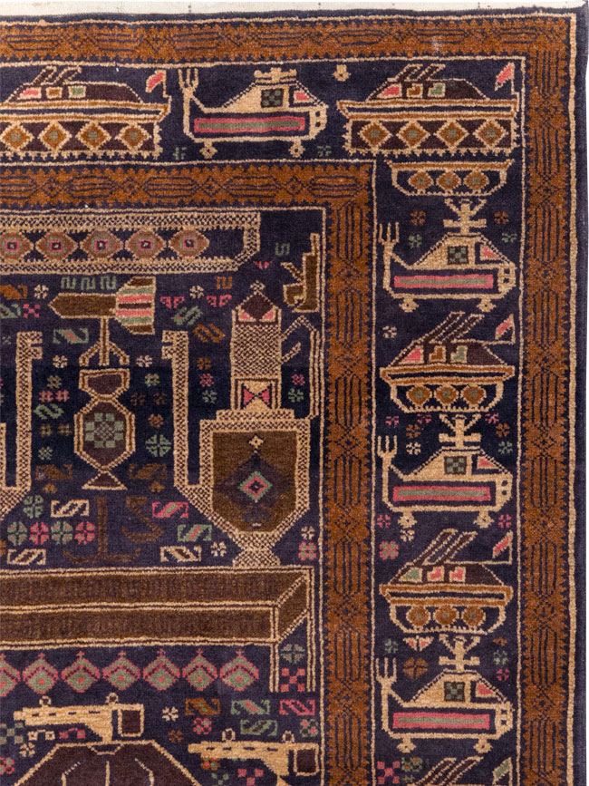 Vintage Afghan Pictorial War Rug, No.31785 - Gss