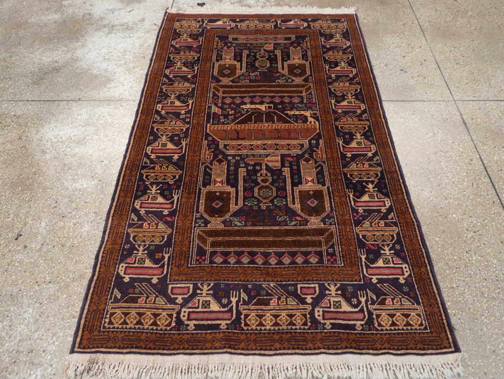 Vintage Afghan Pictorial War Rug, No.31785 - Gss