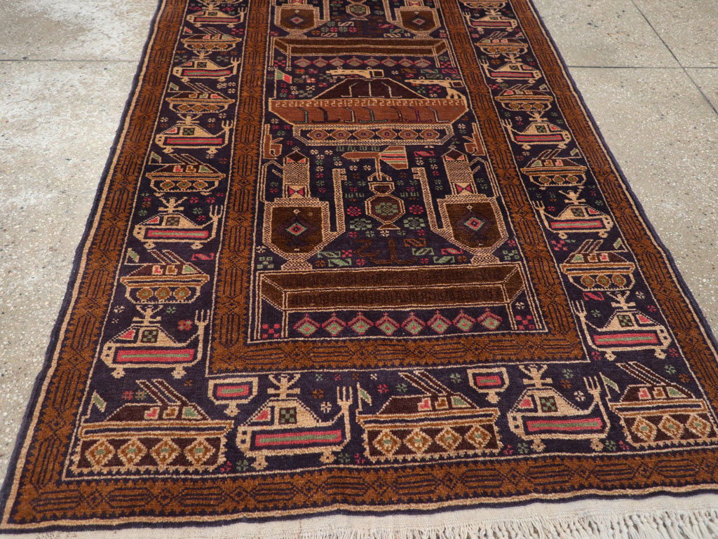 Vintage Afghan Pictorial War Rug, No.31785 - Gss