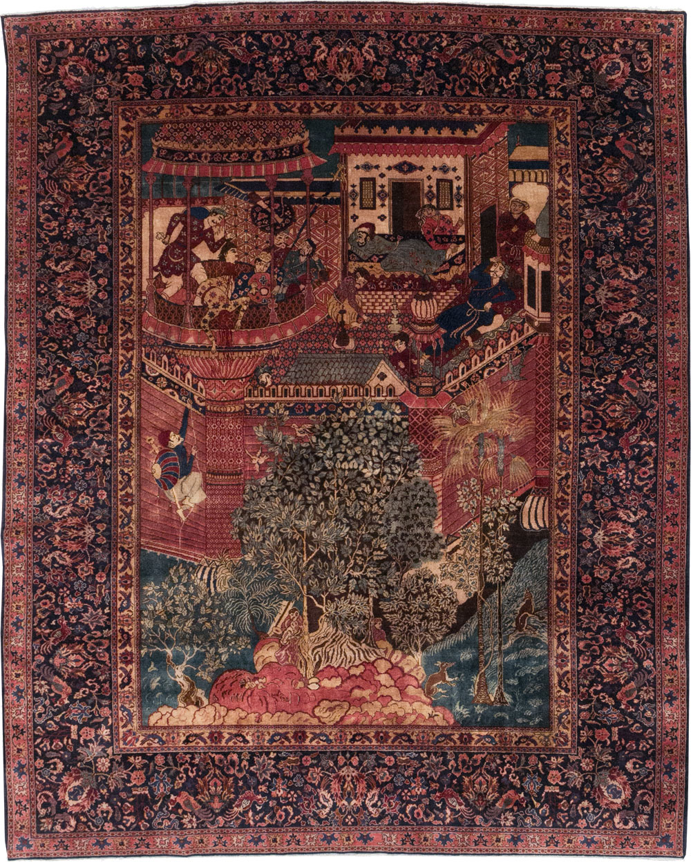 Antique Indian Pictorial Room Size Carpet, No.31820 - Gss