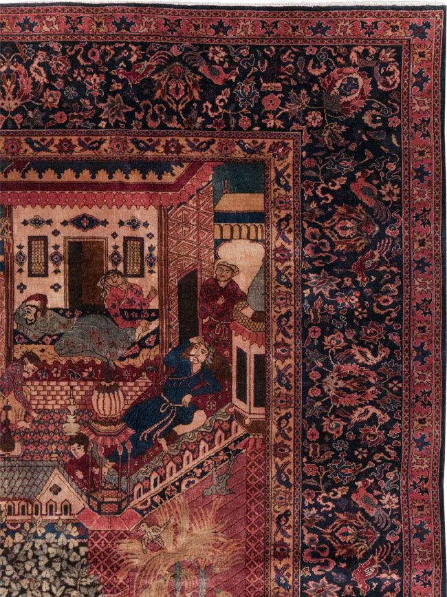 Antique Indian Pictorial Room Size Carpet, No.31820 - Gss
