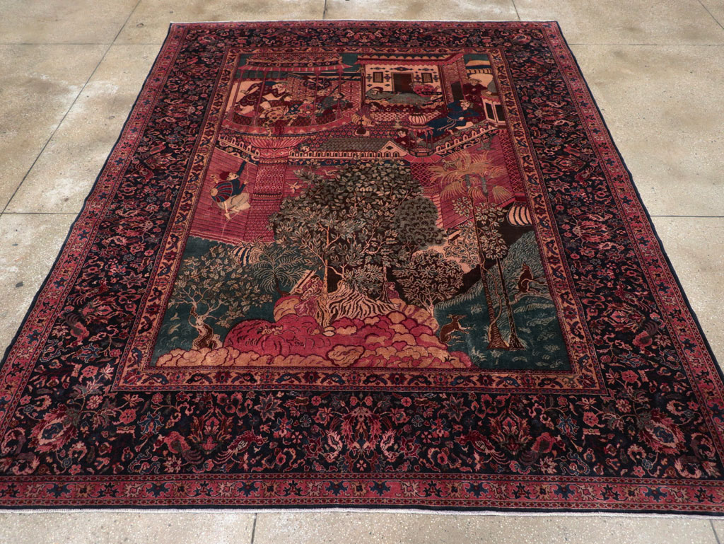 Antique Indian Pictorial Room Size Carpet, No.31820 - Gss