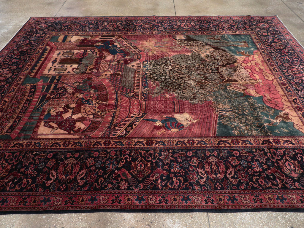 Antique Indian Pictorial Room Size Carpet, No.31820 - Gss