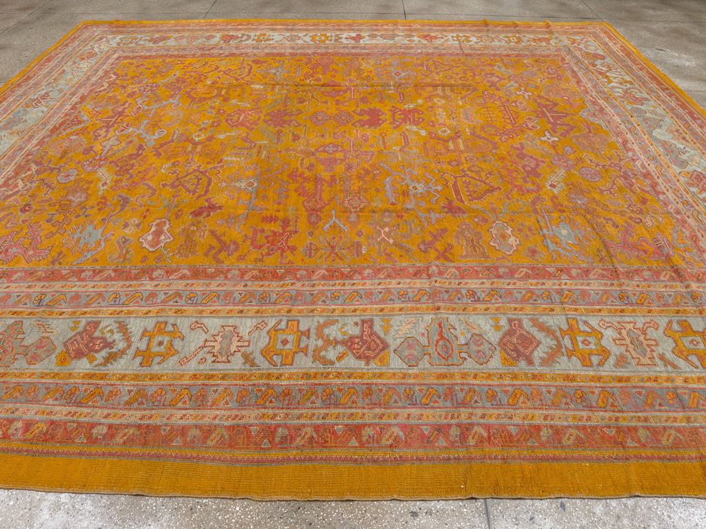 Antique Turkish Oushak Large Room Size Carpet, No.31823 - Gss