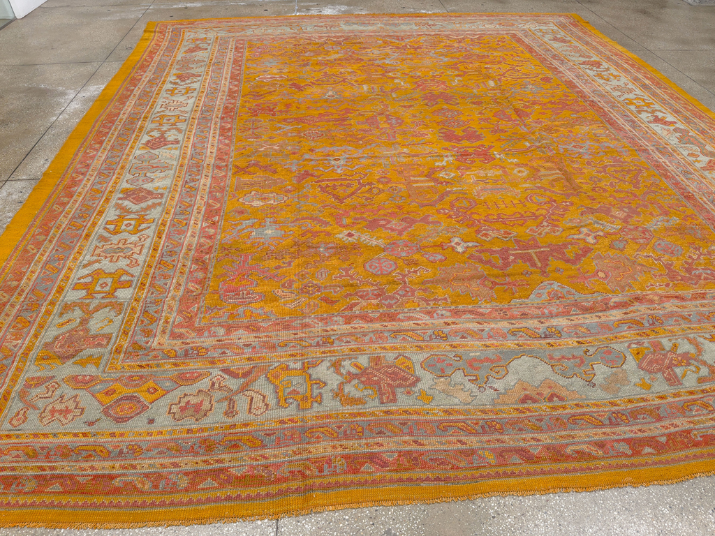 Antique Turkish Oushak Large Room Size Carpet, No.31823 - Gss