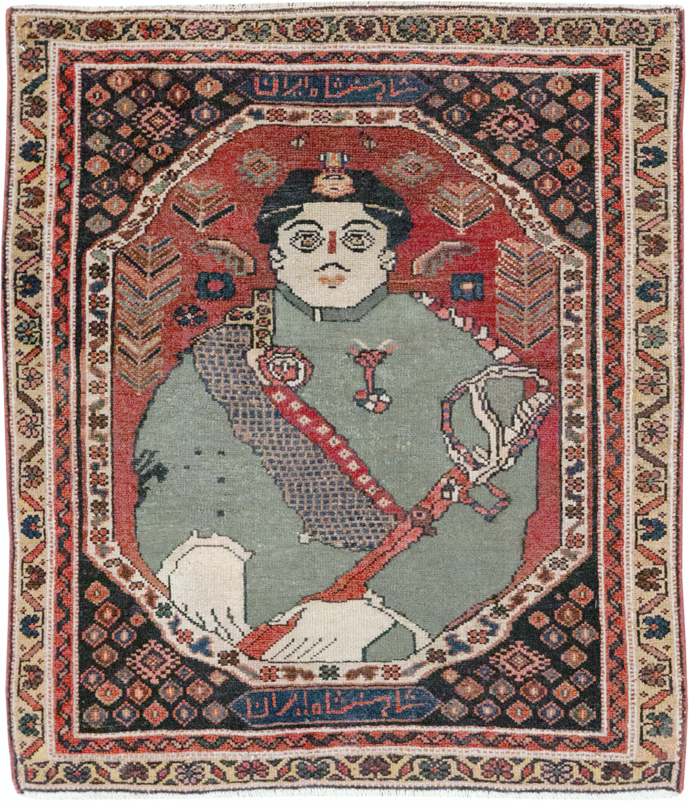 Antique Persian Pictorial Malayer Rug, No.31833 - Gss