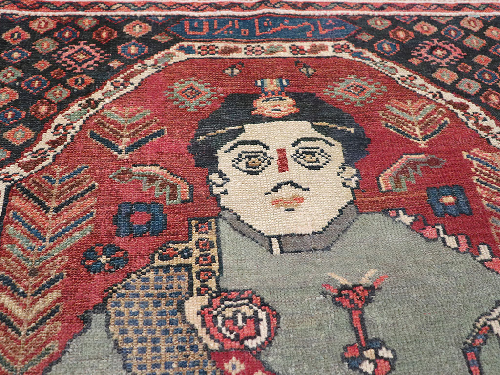 Antique Persian Pictorial Malayer Rug, No.31833 - Gss