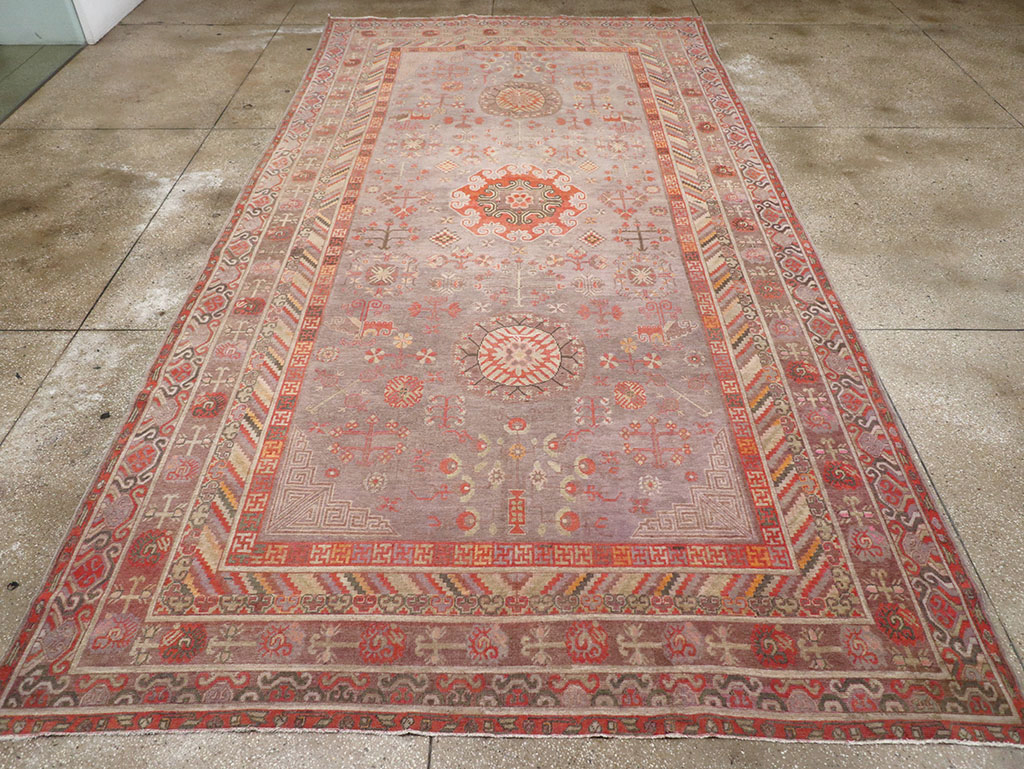 Antique East Turkestan Khotan Long and Narrow Carpet, No.31840 - Gss