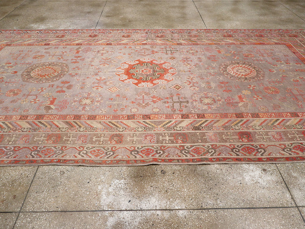 Antique East Turkestan Khotan Long and Narrow Carpet, No.31840 - Gss