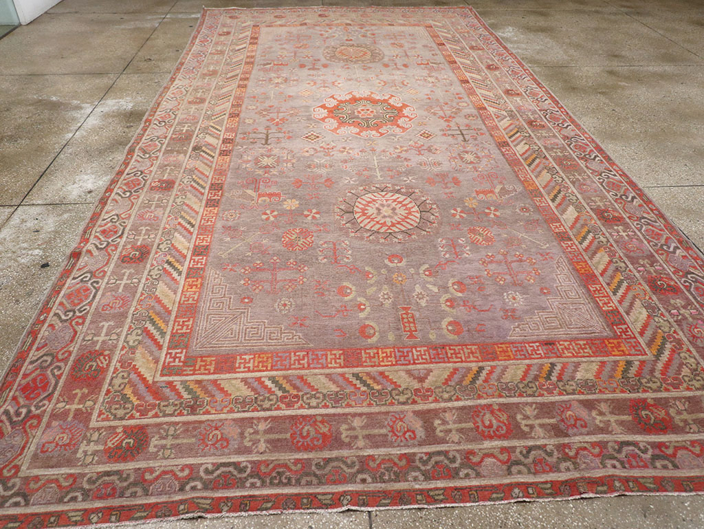 Antique East Turkestan Khotan Long and Narrow Carpet, No.31840 - Gss