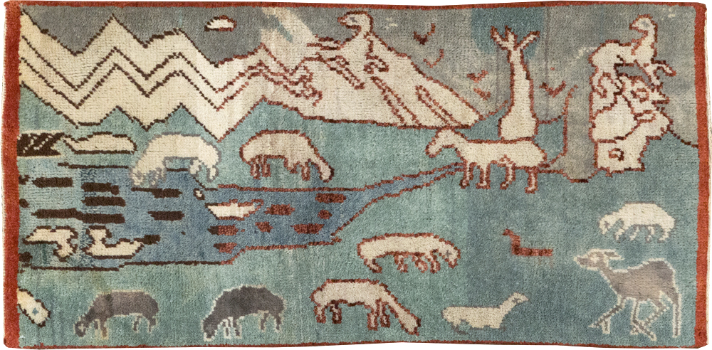 Vintage Turkish Anatolian Pictorial Throw Rug, No.31843 - Gss