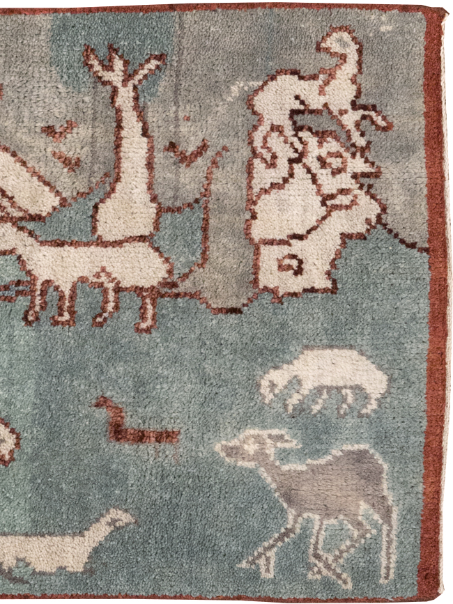 Vintage Turkish Anatolian Pictorial Throw Rug, No.31843 - Gss