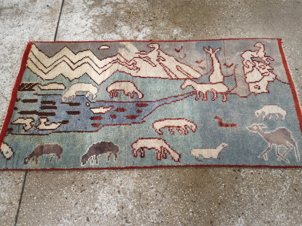 Vintage Turkish Anatolian Pictorial Throw Rug, No.31843 - Gss