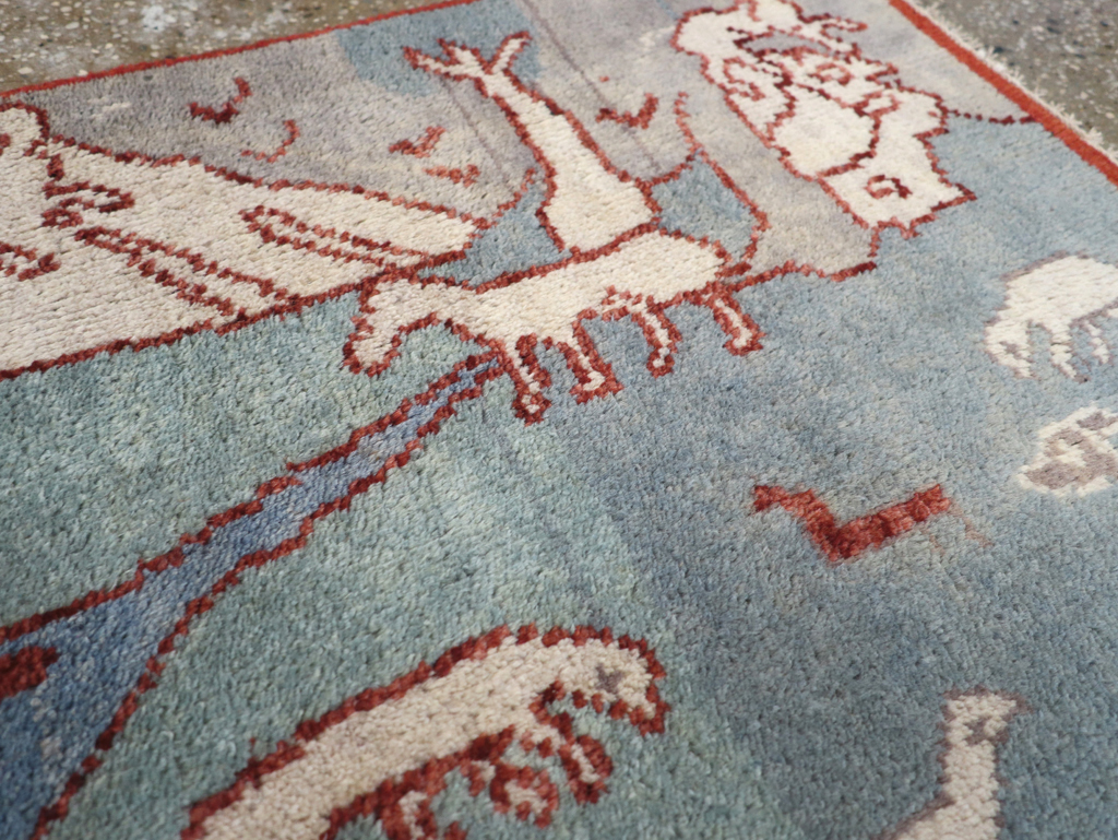 Vintage Turkish Anatolian Pictorial Throw Rug, No.31843 - Gss