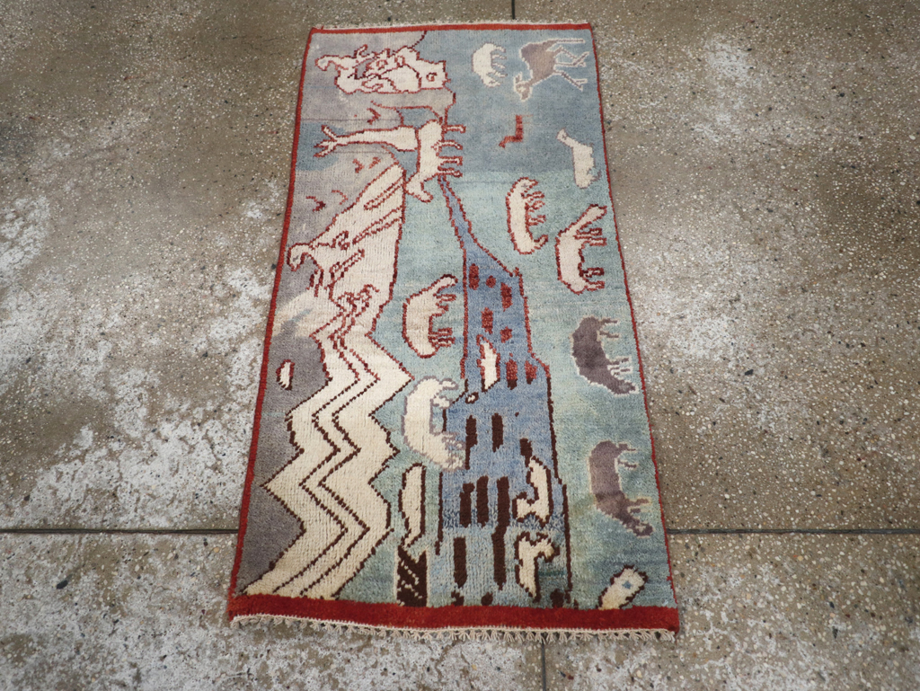 Vintage Turkish Anatolian Pictorial Throw Rug, No.31843 - Gss