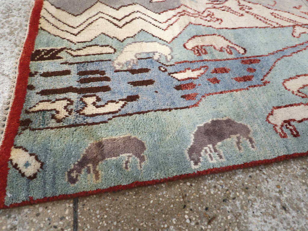 Vintage Turkish Anatolian Pictorial Throw Rug, No.31843 - Gss