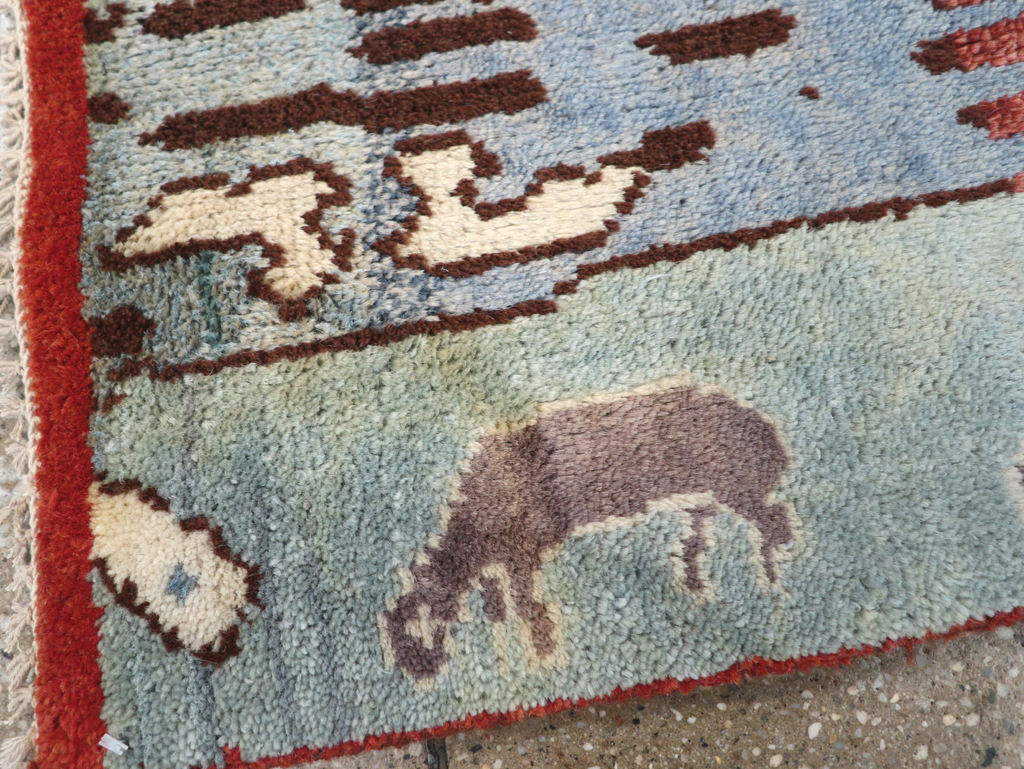 Vintage Turkish Anatolian Pictorial Throw Rug, No.31843 - Gss