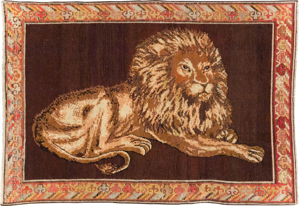 Antique East Turkestan Pictorial Khotan Accent Rug, No.31861 - Gss