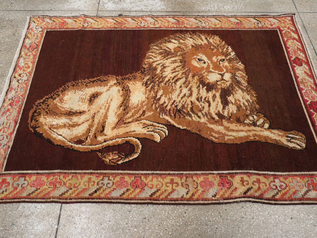 Antique East Turkestan Pictorial Khotan Accent Rug, No.31861 - Gss