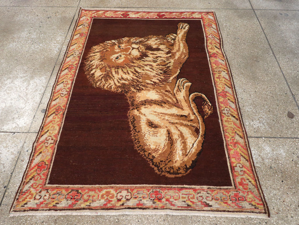 Antique East Turkestan Pictorial Khotan Accent Rug, No.31861 - Gss
