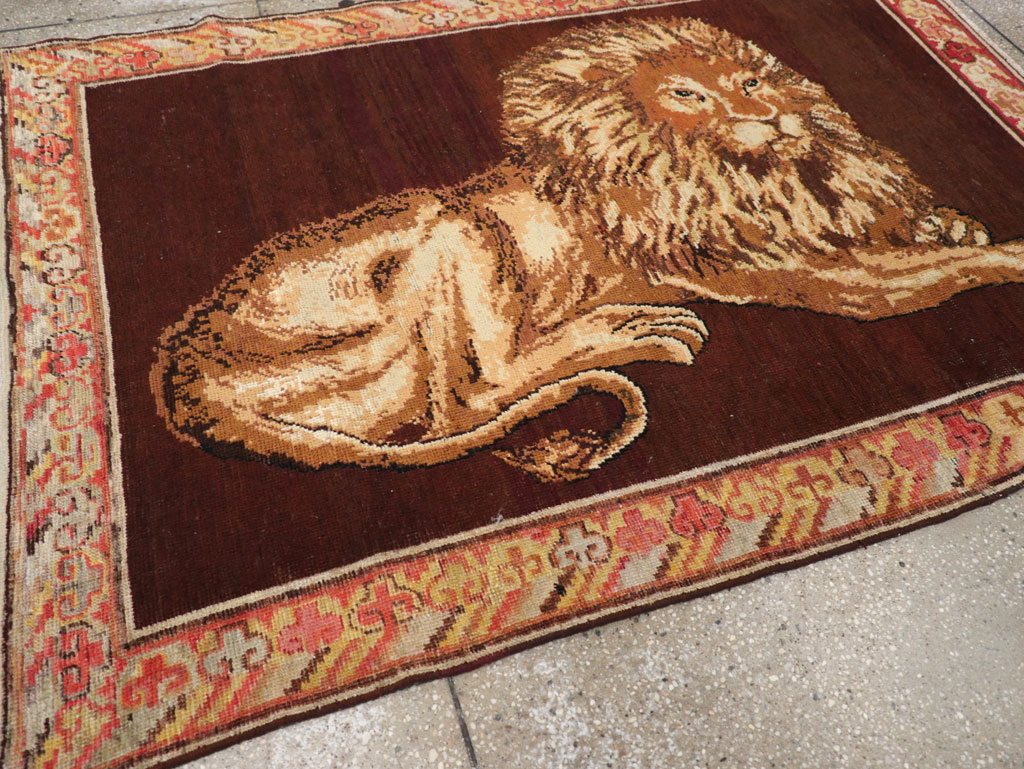 Antique East Turkestan Pictorial Khotan Accent Rug, No.31861 - Gss