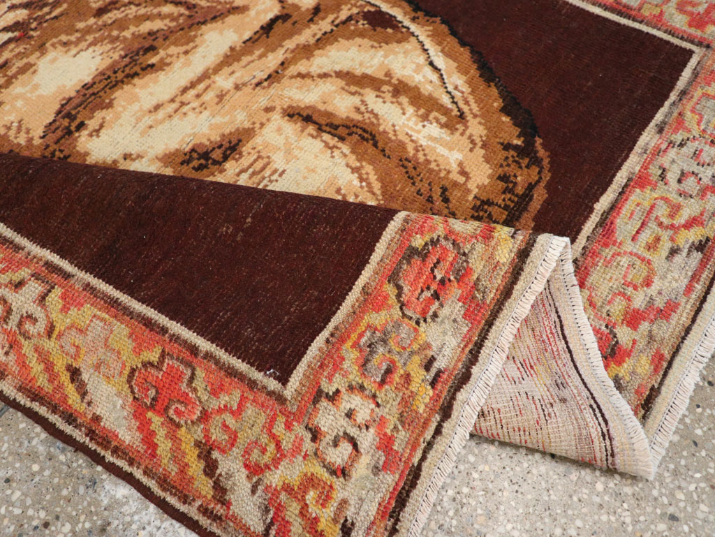 Antique East Turkestan Pictorial Khotan Accent Rug, No.31861 - Gss