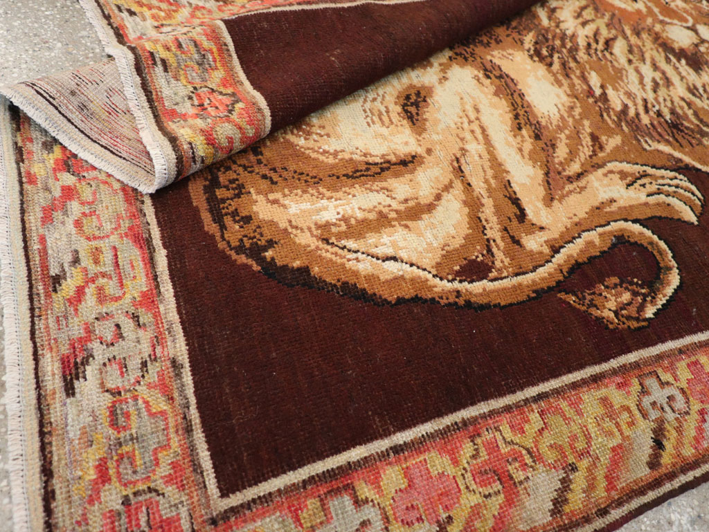 Antique East Turkestan Pictorial Khotan Accent Rug, No.31861 - Gss