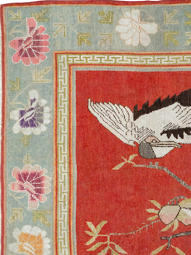 Antique East Turkestan Khotan Pictorial Accent Rug, No.31881 - Gss