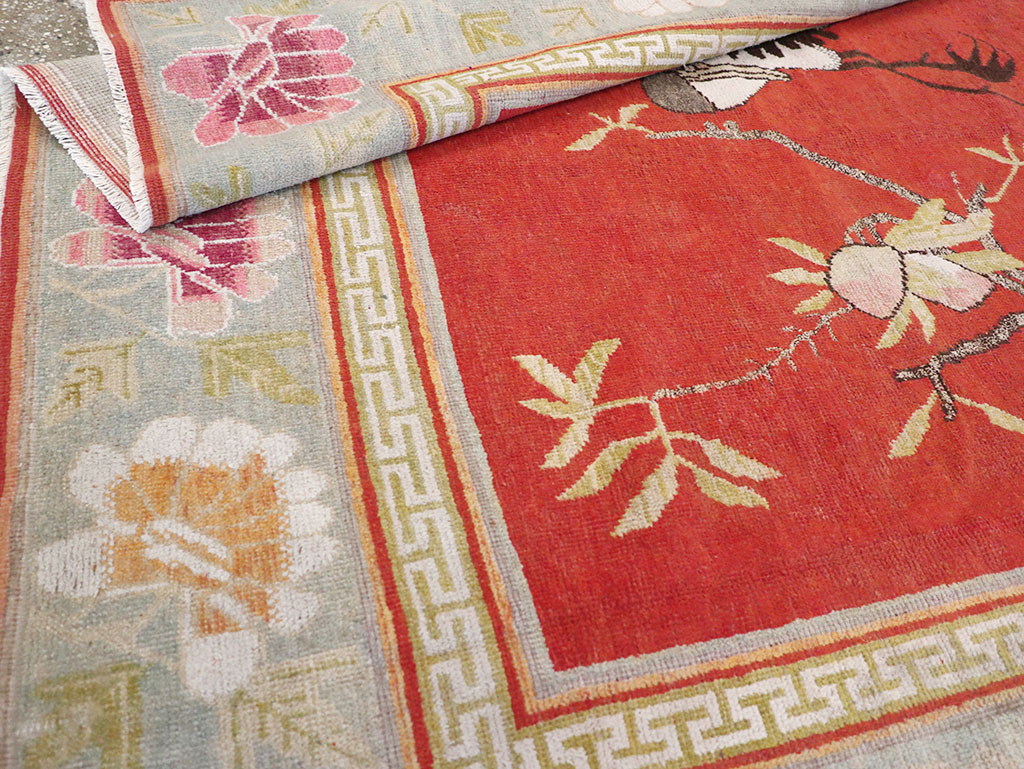 Antique East Turkestan Khotan Pictorial Accent Rug, No.31881 - Gss