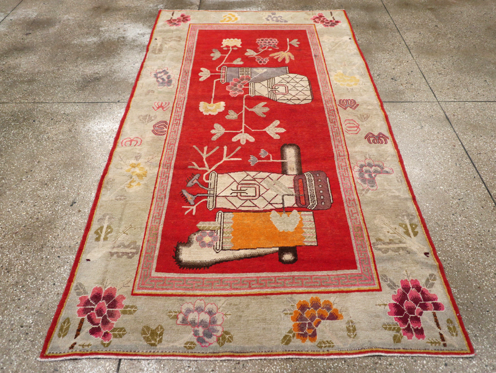 Vintage East Turkestan Pictorial Vase Khotan, No.31902 - Gss