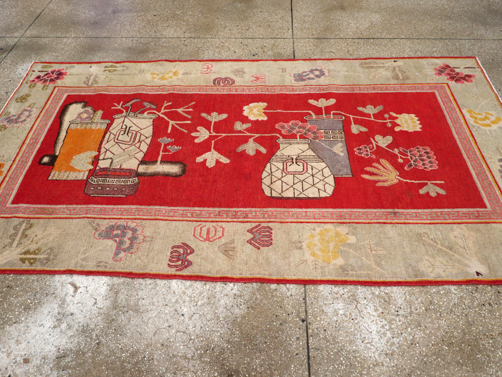 Vintage East Turkestan Pictorial Vase Khotan, No.31902 - Gss