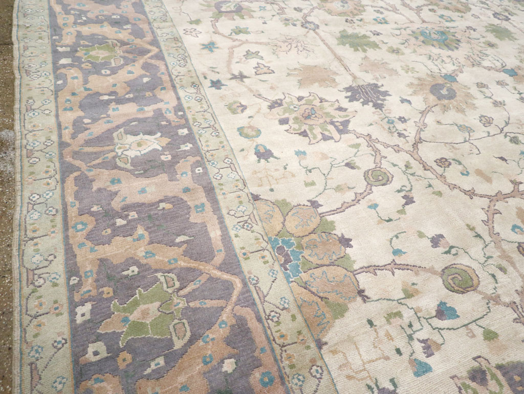 Vintage Turkish Oushak Large Square Room Size Carpet, No.31911 - Gss