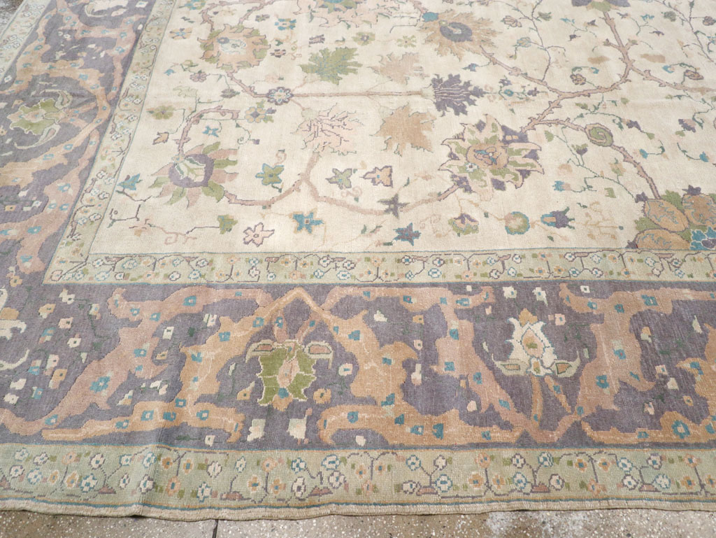 Vintage Turkish Oushak Large Square Room Size Carpet, No.31911 - Gss