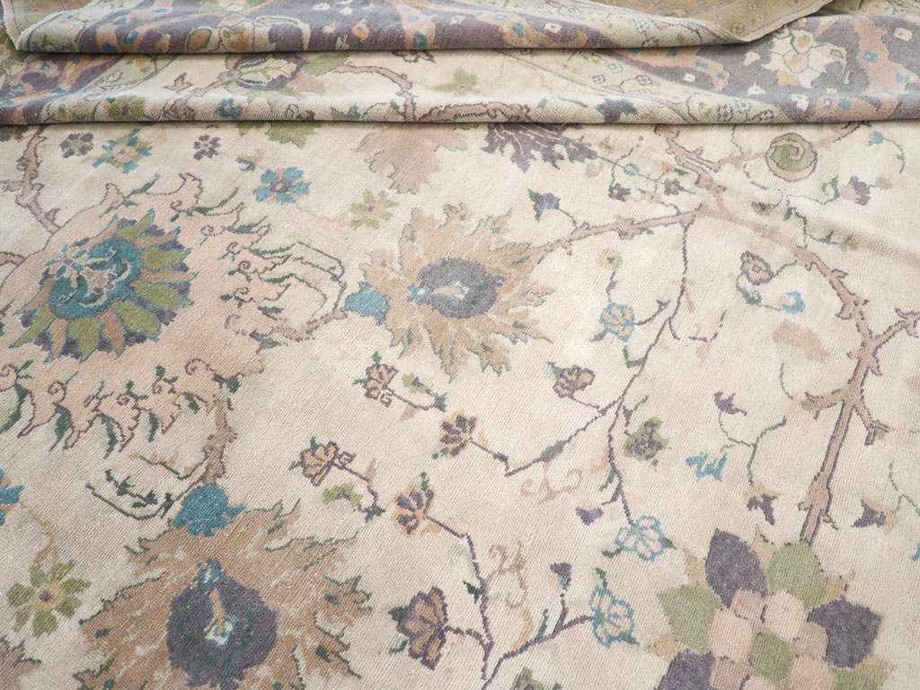 Vintage Turkish Oushak Large Square Room Size Carpet, No.31911 - Gss