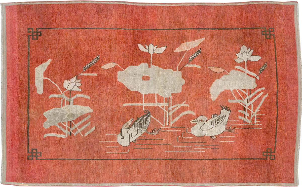 Antique East Turkestan Khotan Pictorial Accent Rug, No.31913 - Gss