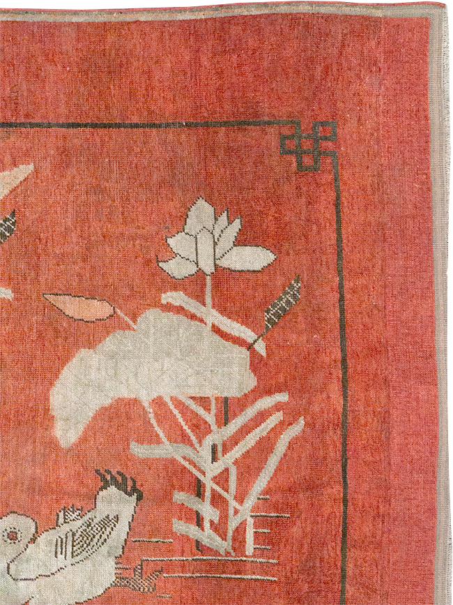 Antique East Turkestan Khotan Pictorial Accent Rug, No.31913 - Gss